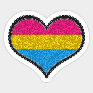 Elegant Pansexual Pride Decorative Heart in Pride Flag Colors Sticker